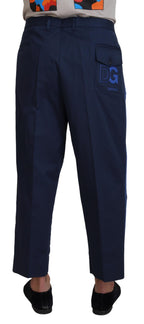 Dolce & Gabbana Blue Cotton Men Cropped Pants - Zeiniez