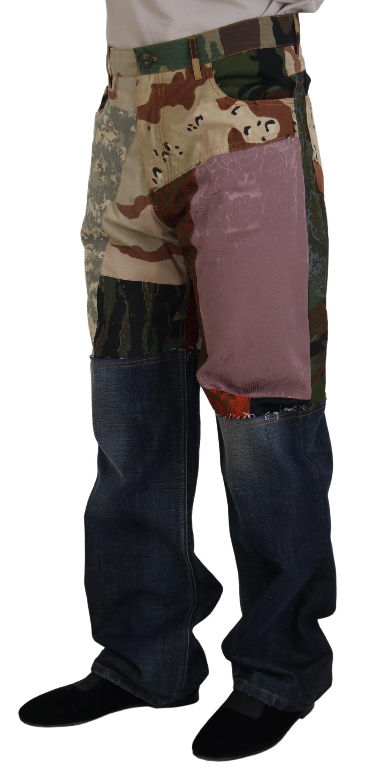 Dolce & Gabbana Multicolor Silk Patchwork Men Denim Jeans - Zeiniez