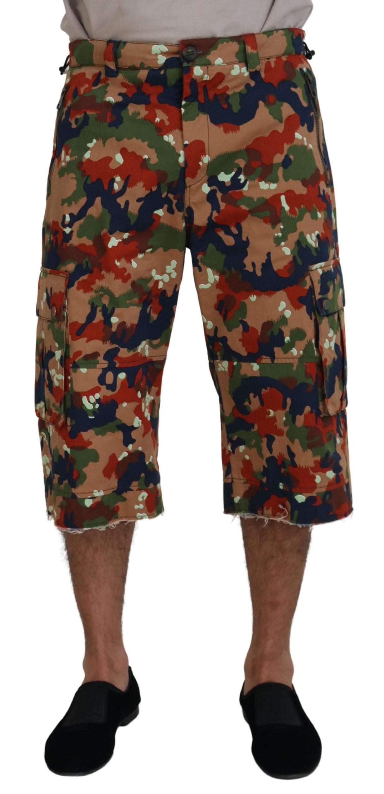 Dolce & Gabbana Multicolor Cotton Camouflaged Cargo Shorts - Zeiniez