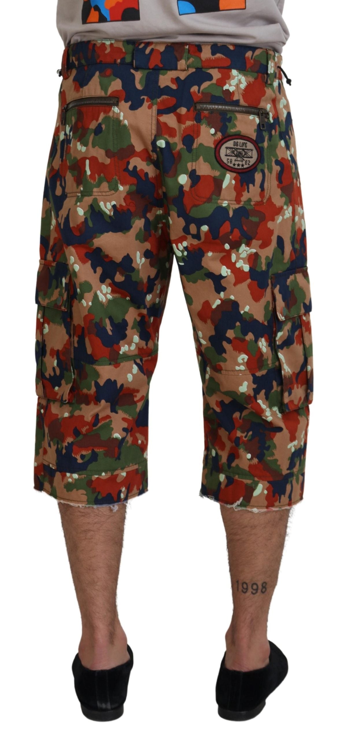 Dolce & Gabbana Multicolor Cotton Camouflaged Cargo Shorts - Zeiniez