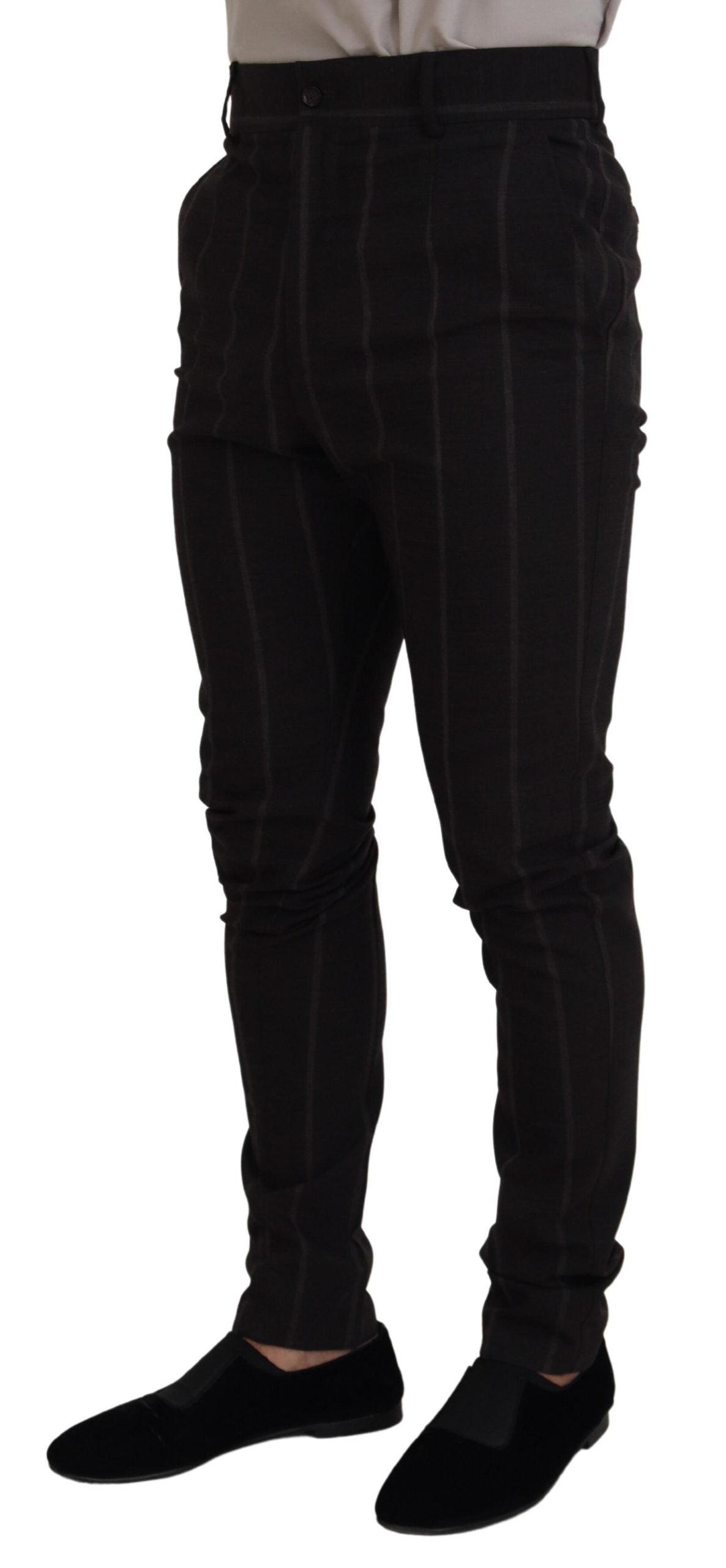 Dolce & Gabbana Black Wool Chino Formal Men Pants - Zeiniez