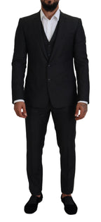 Dolce & Gabbana Gray MARTINI 3 Piece Slim Fit Suit - Zeiniez