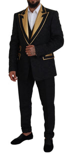 Dolce & Gabbana Black Gold Fantasy Tuxedo Slim Fit Suit - Zeiniez