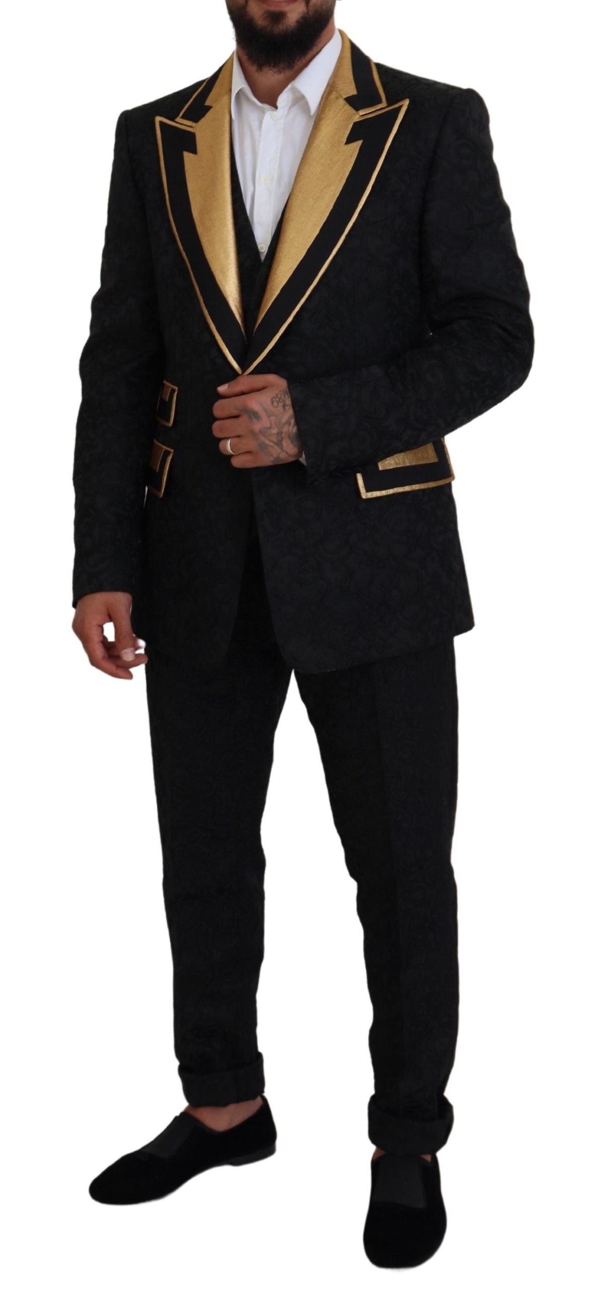 Dolce & Gabbana Black Gold Fantasy Tuxedo Slim Fit Suit - Zeiniez
