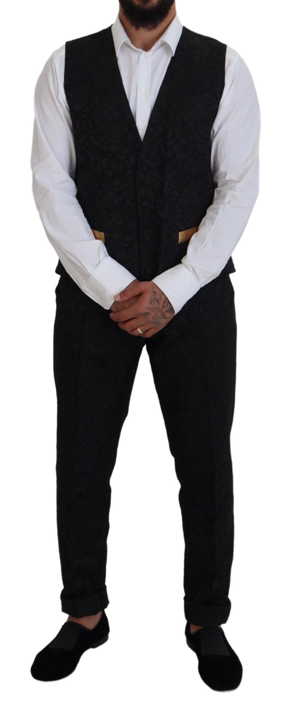 Dolce & Gabbana Black Gold Fantasy Tuxedo Slim Fit Suit - Zeiniez