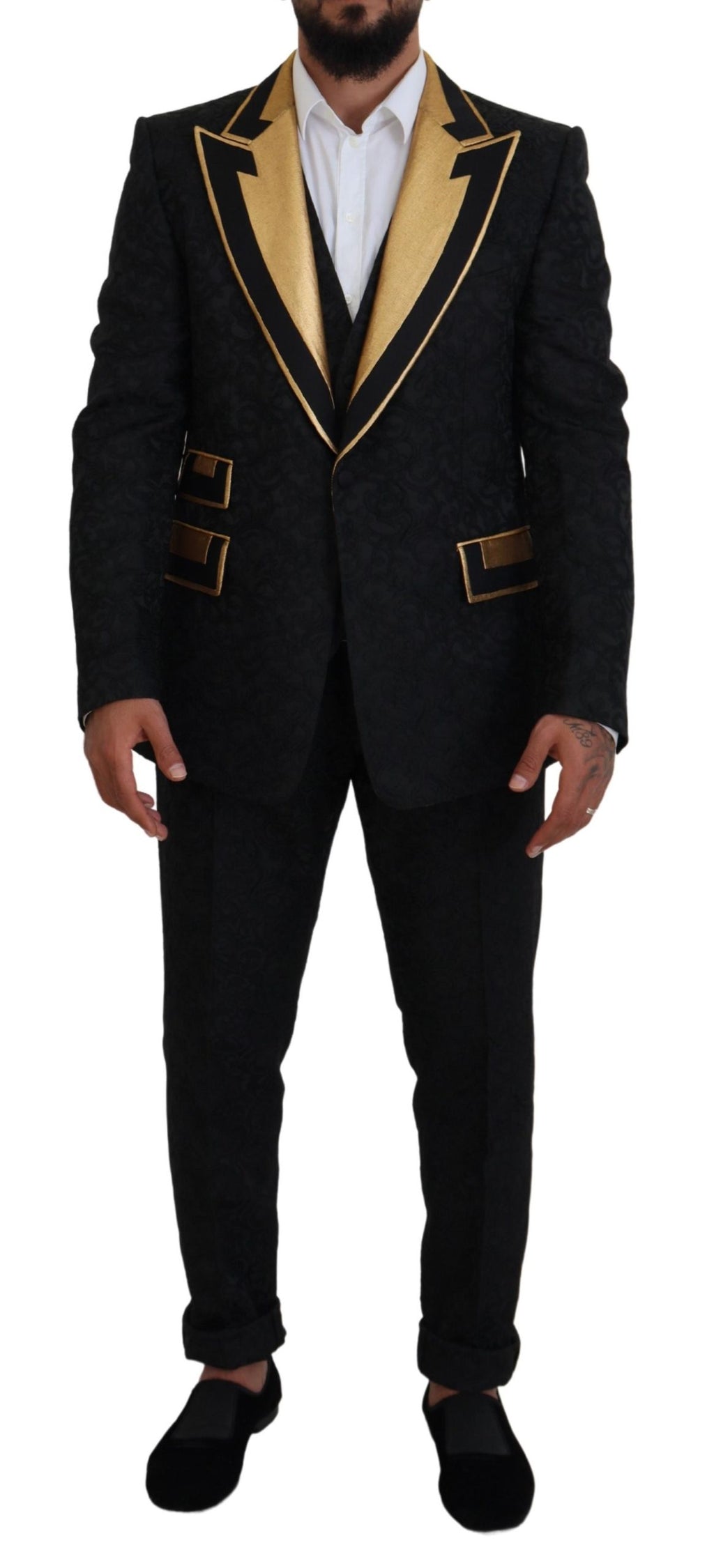 Dolce & Gabbana Black Gold Fantasy Tuxedo Slim Fit Suit - Zeiniez