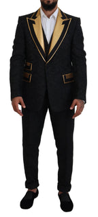 Dolce & Gabbana Black Gold Fantasy Tuxedo Slim Fit Suit - Zeiniez