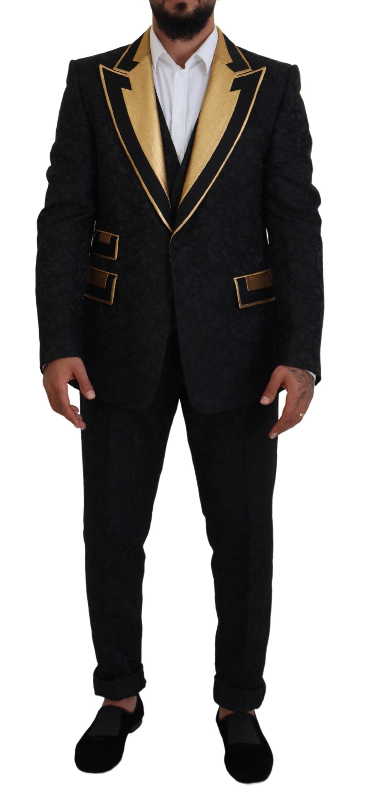 Dolce & Gabbana Black Gold Fantasy Tuxedo Slim Fit Suit - Zeiniez