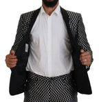 Dolce & Gabbana Black White Silk MARTINI Slim Fit Suit - Zeiniez