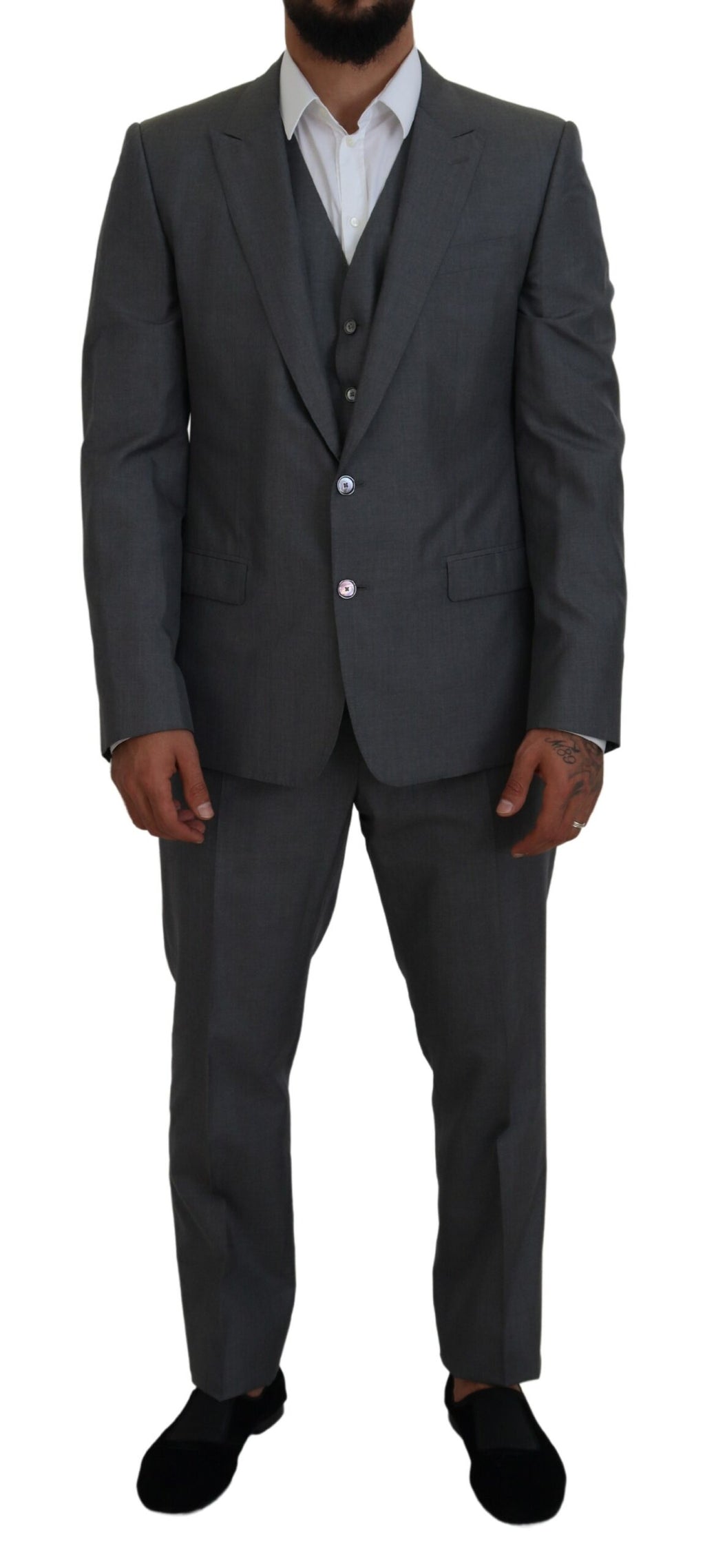 Dolce & Gabbana Gray MARTINI 3 Piece Slim Fit Suit - Zeiniez