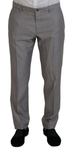 Dolce & Gabbana Silver Wool Silk 3 Piece Slim Fit Suit - Zeiniez