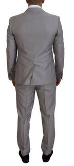 Dolce & Gabbana Silver Wool Silk 3 Piece Slim Fit Suit - Zeiniez