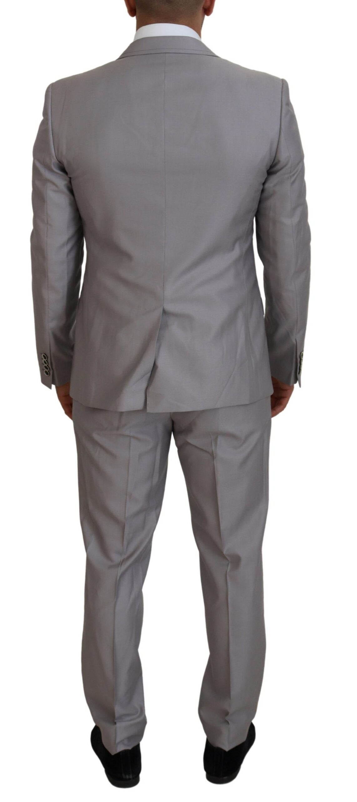 Dolce & Gabbana Silver Wool Silk 3 Piece Slim Fit Suit - Zeiniez