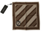 Dolce & Gabbana Brown Stripes DG Logo Square Mens Handkerchief Scarf - Zeiniez