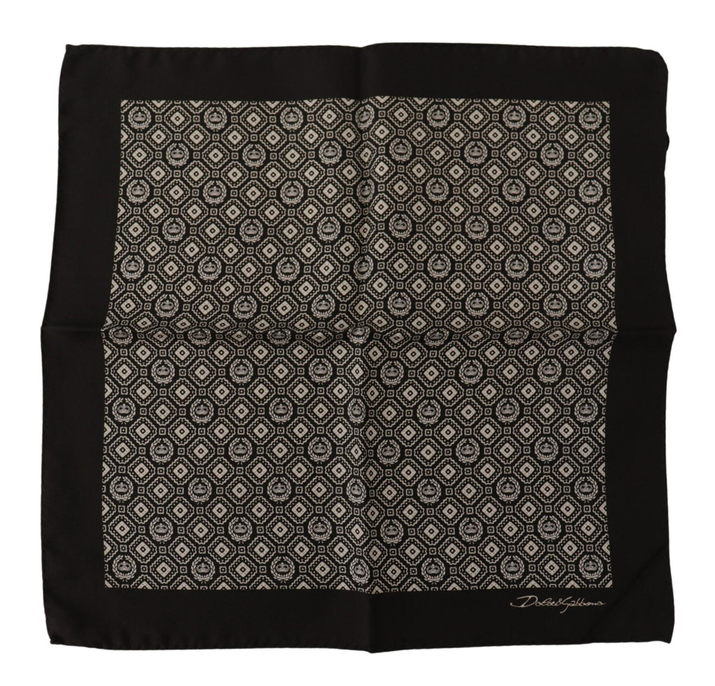 Dolce & Gabbana Black Patterned DG Logo Square Handkerchief Scarf - Zeiniez