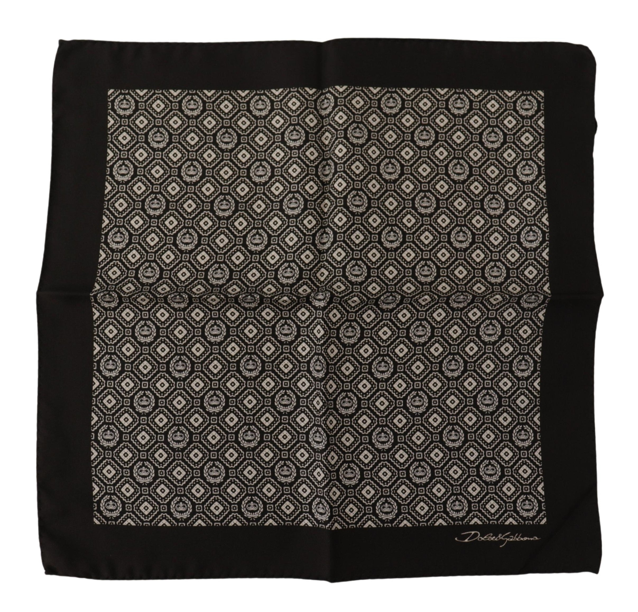 Dolce & Gabbana Black Patterned DG Logo Square Handkerchief Scarf - Zeiniez