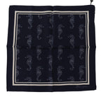 Dolce & Gabbana Blue Seahorse DG Printed Square Handkerchief Scarf - Zeiniez