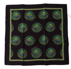 Dolce & Gabbana Black Peacock Feather DG Printed Square Handkerchief Scarf - Zeiniez