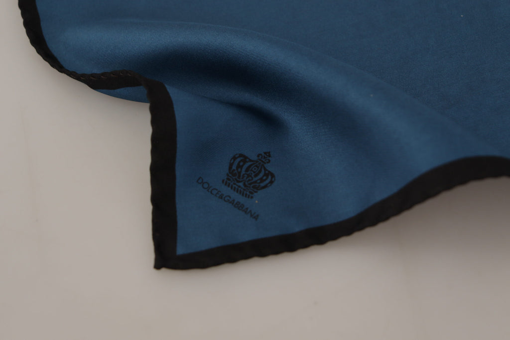 Dolce & Gabbana Black Blue DG Crown Printed Square Handkerchief Scarf - Zeiniez