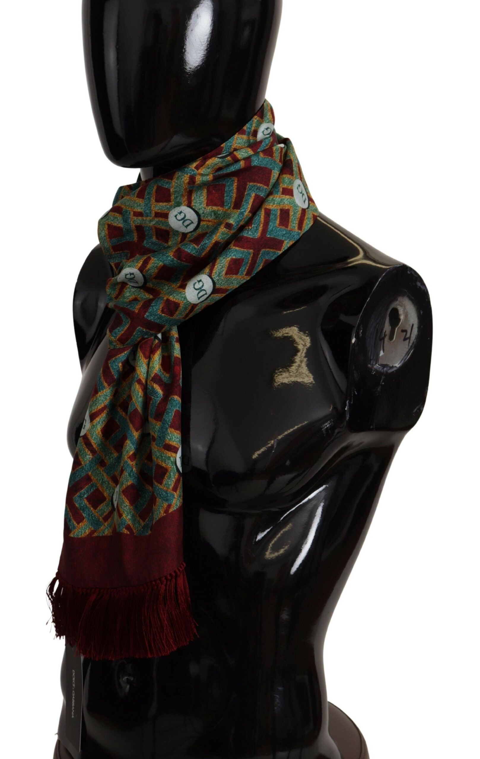 Dolce & Gabbana Multicolor DG Logo Shawl Warm Neck Wrap Fringe Scarf - Zeiniez