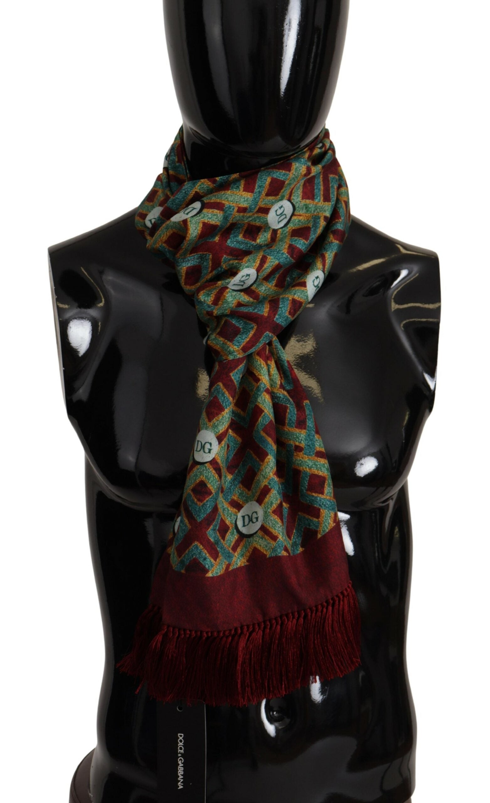 Dolce & Gabbana Multicolor DG Logo Shawl Warm Neck Wrap Fringe Scarf - Zeiniez