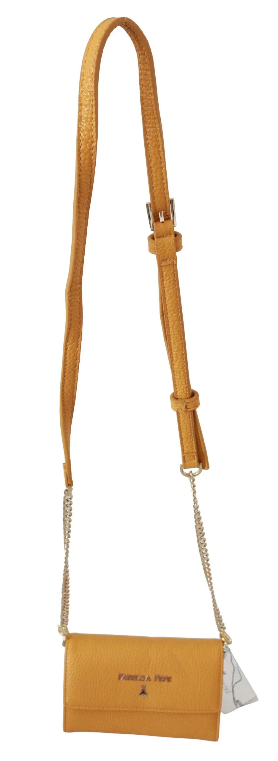 Patrizia Pepe Yellow Logo Leather Shoulder Strap Sling Bag - Zeiniez