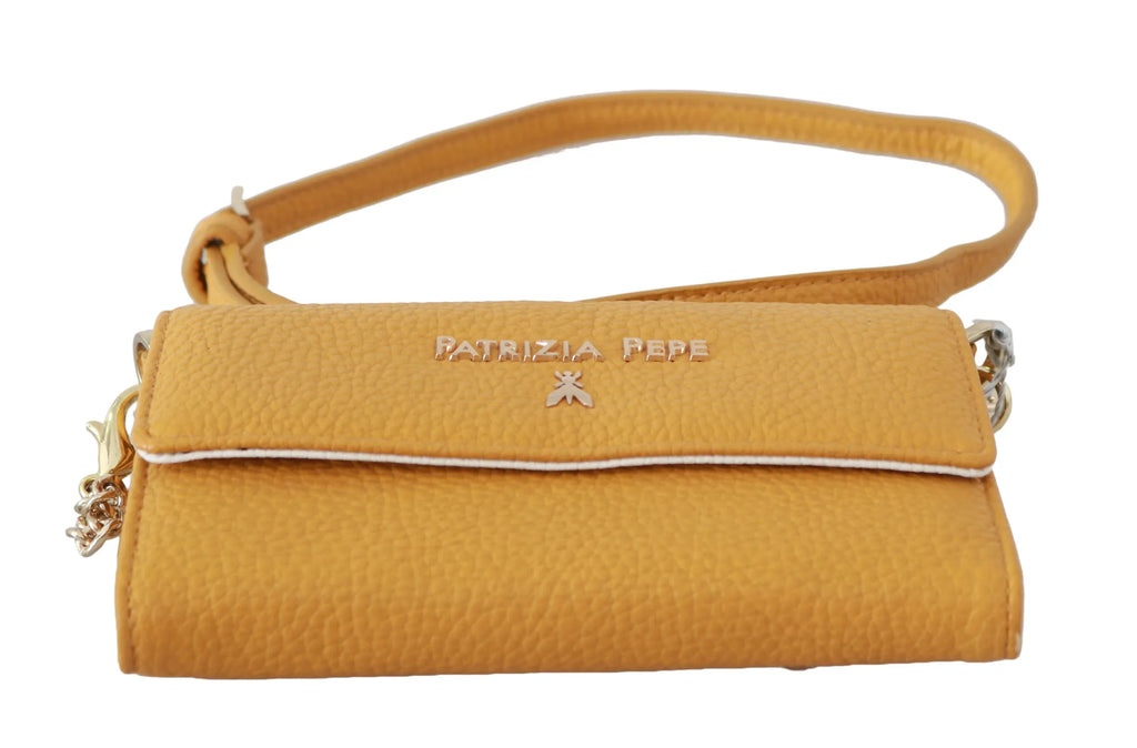 Patrizia Pepe Yellow Logo Leather Shoulder Strap Sling Bag - Zeiniez