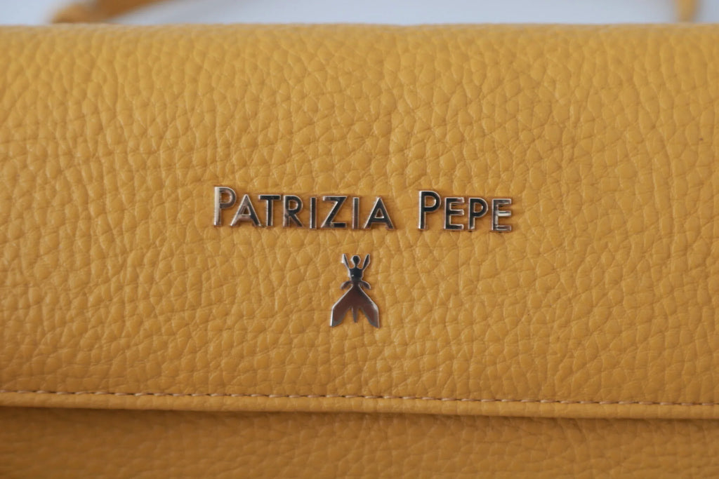 Patrizia Pepe Yellow Logo Leather Shoulder Strap Sling Bag - Zeiniez
