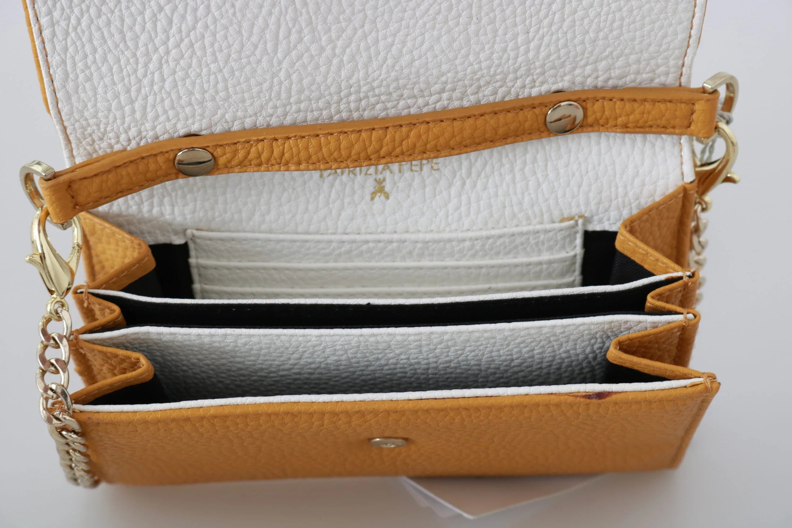 Patrizia Pepe Yellow Logo Leather Shoulder Strap Sling Bag - Zeiniez