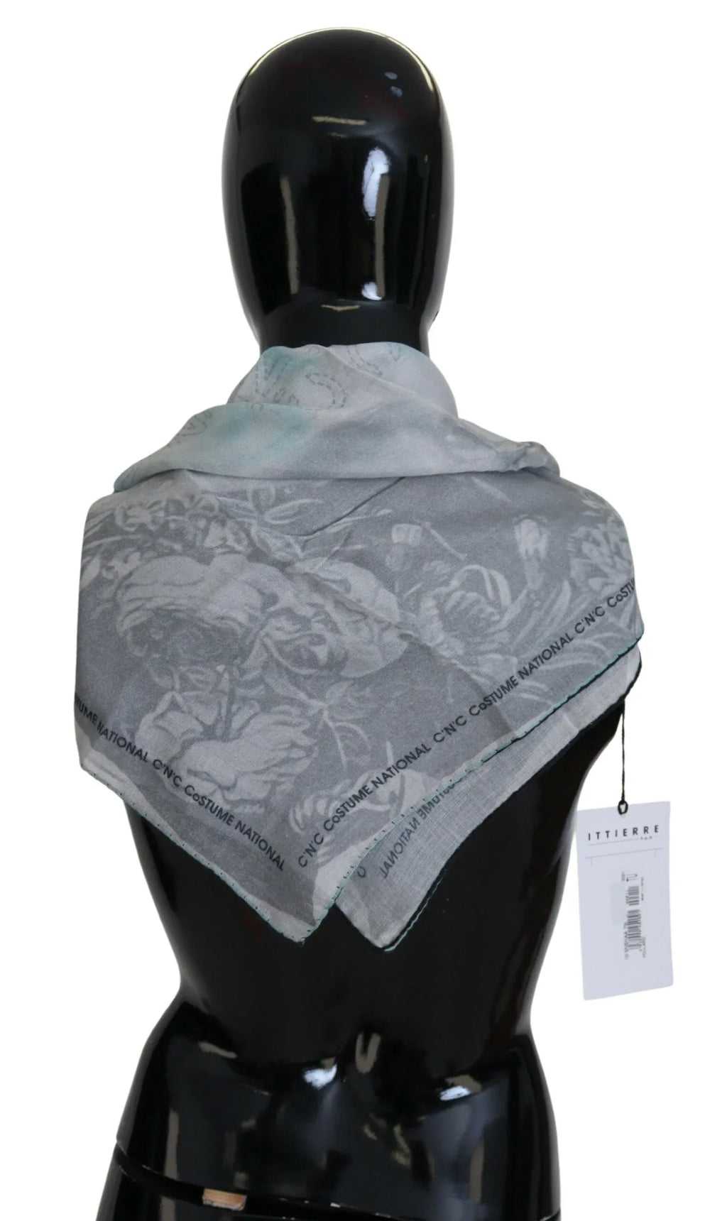 Costume National Gray Print Shawl Foulard Branded Scarf - Zeiniez