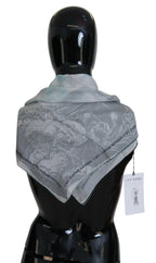 Costume National Gray Print Shawl Foulard Branded Scarf - Zeiniez