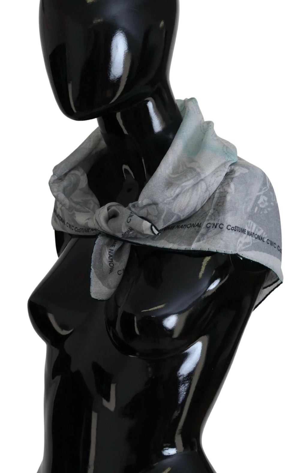 Costume National Gray Print Shawl Foulard Branded Scarf - Zeiniez