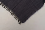 GF Ferre Dark Blue Wool Neck Wrap Shawl Fringes Scarf - Zeiniez