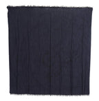 GF Ferre Dark Blue Wool Neck Wrap Shawl Fringes Scarf - Zeiniez