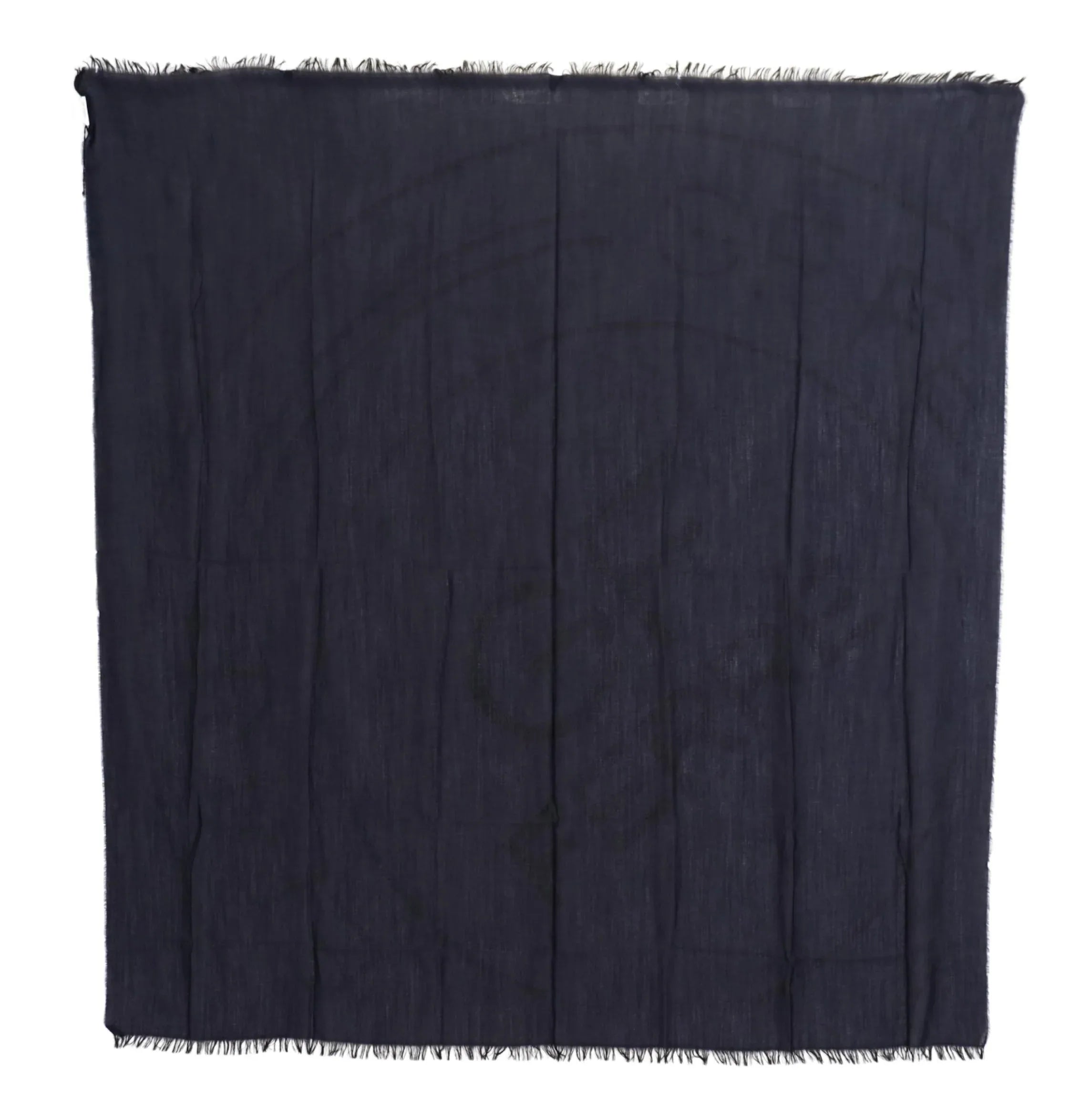 GF Ferre Dark Blue Wool Neck Wrap Shawl Fringes Scarf - Zeiniez