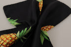 Dolce & Gabbana Black Pineapple Printed Square Handkerchief  Scarf - Zeiniez
