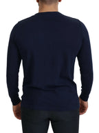 Paolo Pecora Milano Blue Cotton Crewneck Pullover Sweater - Zeiniez