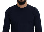 Paolo Pecora Milano Blue Cotton Crewneck Pullover Sweater - Zeiniez