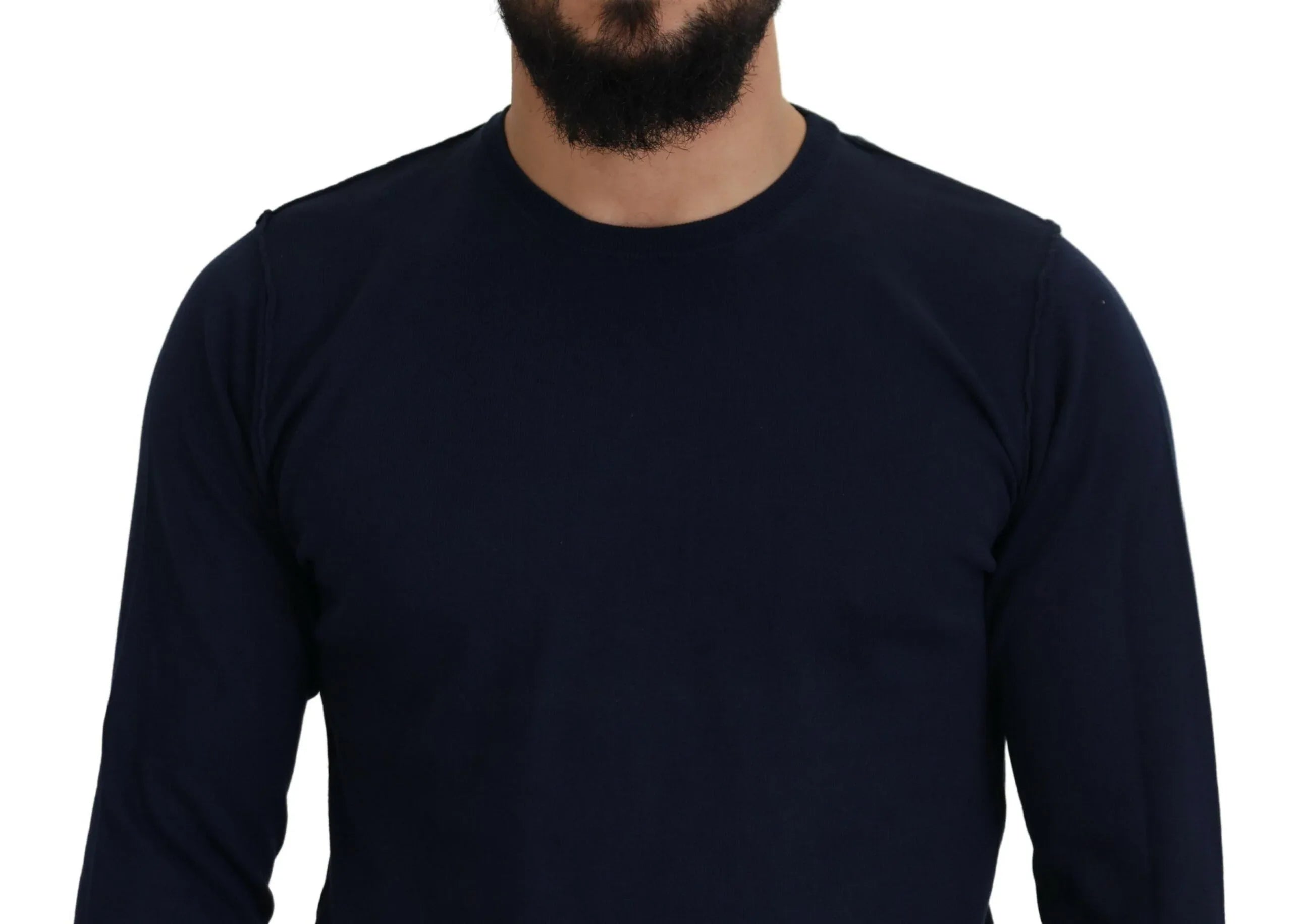 Paolo Pecora Milano Blue Cotton Crewneck Pullover Sweater - Zeiniez
