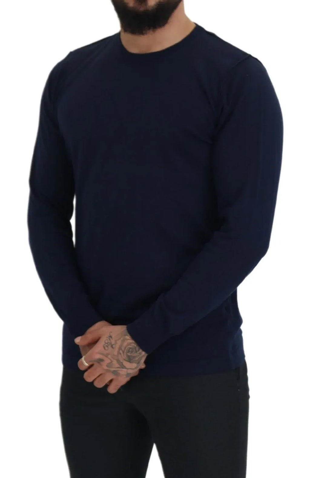 Paolo Pecora Milano Blue Cotton Crewneck Pullover Sweater - Zeiniez
