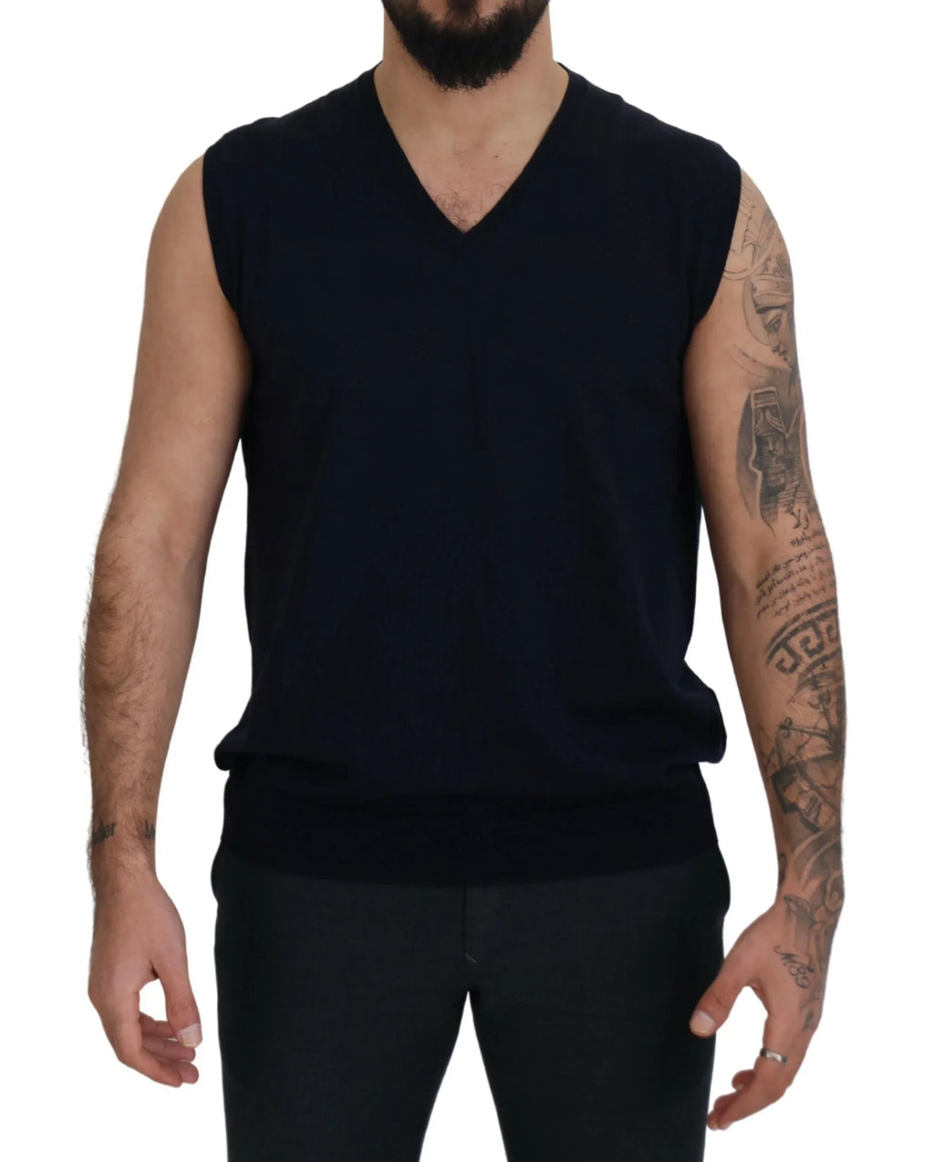 Paolo Pecora Milano Black Cotton V-neck Sleeveless Tank T-shirt - Zeiniez