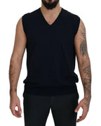 Paolo Pecora Milano Black Cotton V-neck Sleeveless Tank T-shirt - Zeiniez