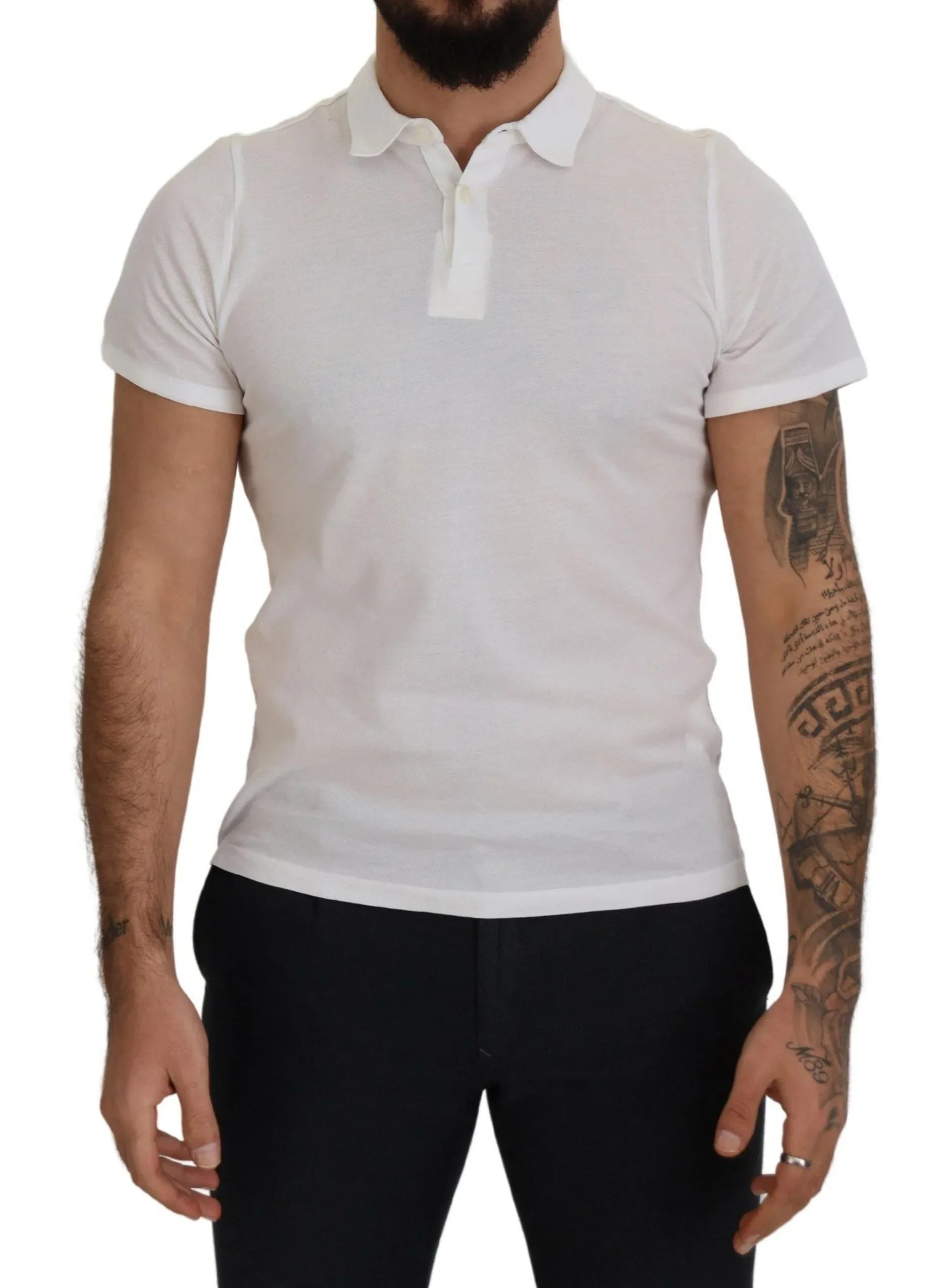 FRADI White Cotton Collared Short Sleeves Polo T-shirt - Zeiniez