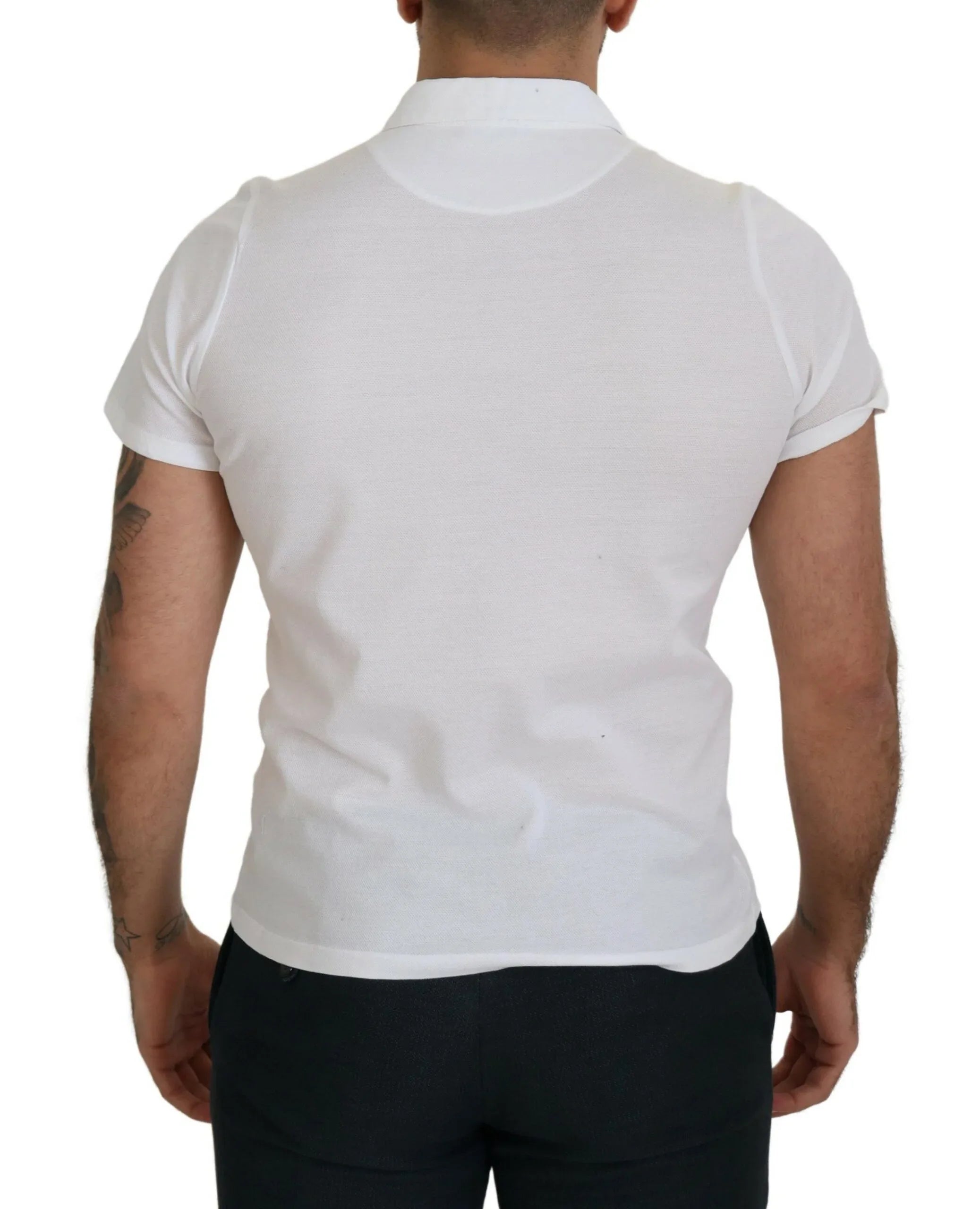 FRADI White Cotton Collared Short Sleeves Polo T-shirt - Zeiniez