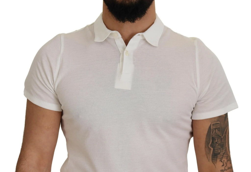 FRADI White Cotton Collared Short Sleeves Polo T-shirt - Zeiniez