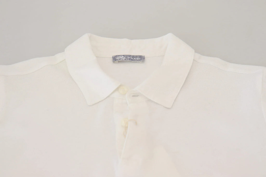 FRADI White Cotton Collared Short Sleeves Polo T-shirt - Zeiniez