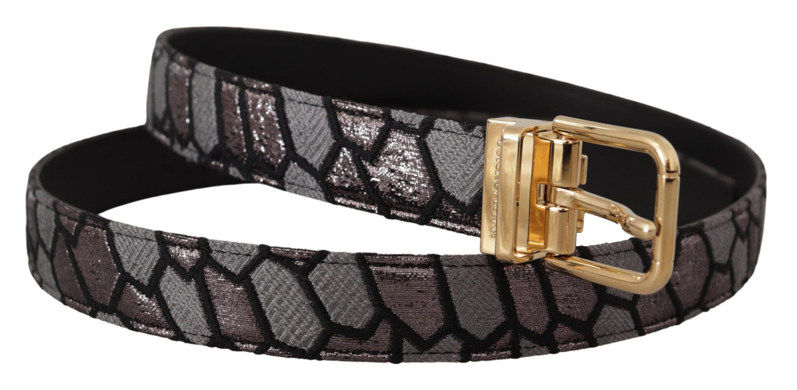Dolce & Gabbana Multicolor Patchwork Leather Gold Jaquard Belt - Zeiniez