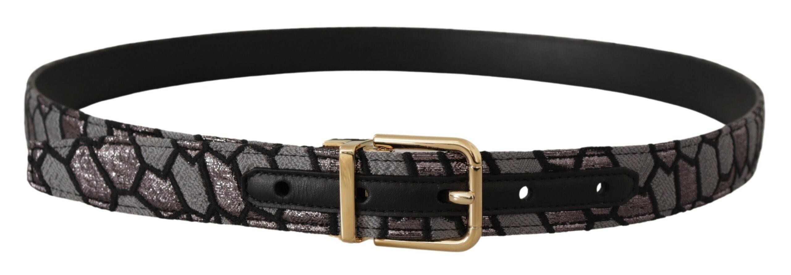 Dolce & Gabbana Multicolor Patchwork Leather Gold Jaquard Belt - Zeiniez