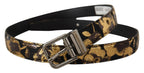 Dolce & Gabbana Multicolor Jacquard Leather Logo Metal Buckle Belt - Zeiniez