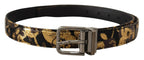Dolce & Gabbana Multicolor Jacquard Leather Logo Metal Buckle Belt - Zeiniez